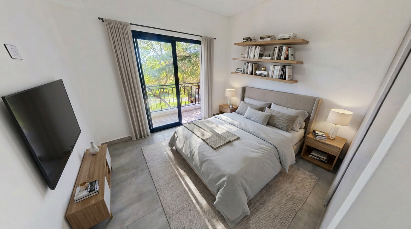 El mismo dormitorio decorado digitalmente por Digital Estate — ejemplo 3